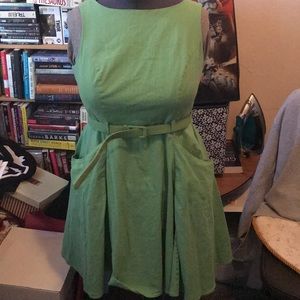 Spring green swing dress with pockets